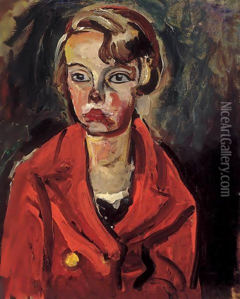 Child in Red Coat 1930 Oil Painting - Bela Onodi
