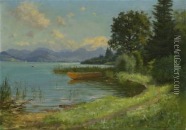 Kahn Am Seeufer Oil Painting - Carl Mueller-Baumgarten