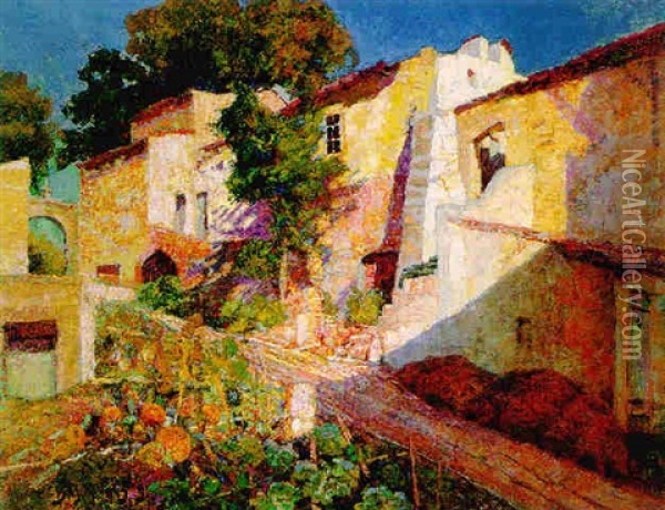 Village Provencal Oil Painting - Victor Charreton