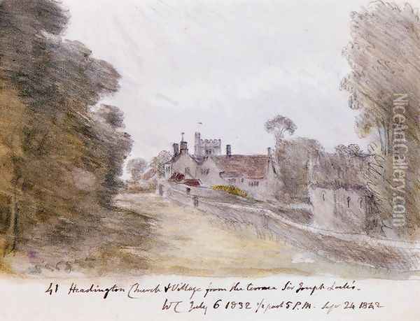Headington Church And Village From The Terrace Of Sir Joseph Lock's Oil Painting - Dr. William Crotch