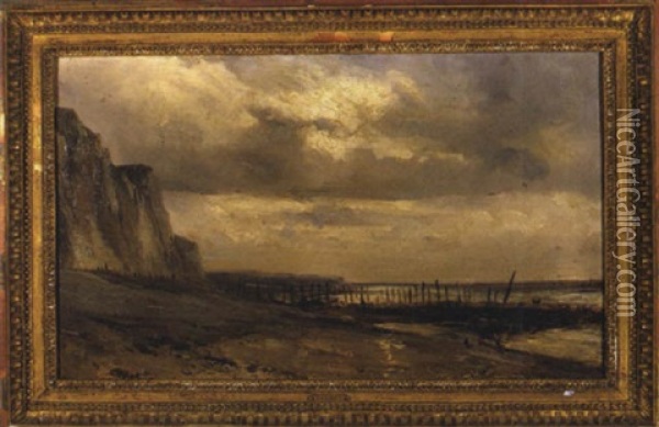 Greve Et Falaise En Normandie Oil Painting - Louis-Gabriel-Eugene Isabey