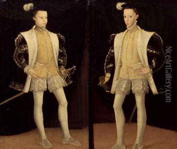 Left to right Francis II (1544-60) and Charles IX (1550-74) of France Oil Painting - Anonymous Artist