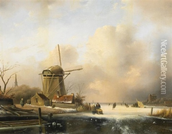Auf Dem Eise Oil Painting - Lodewijk Johannes Kleijn