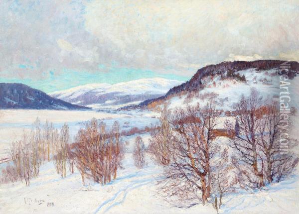 Vinter Landscape From Jamtland Oil Painting - Anton Genberg