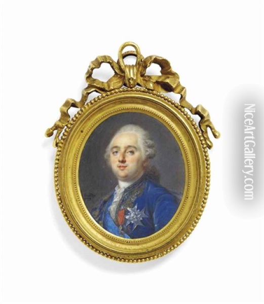 Louis Xvi (1754-1793), King Of France, In Blue Coat With Gold And Embroidered Brocade Oil Painting - Louis Marie Sicard