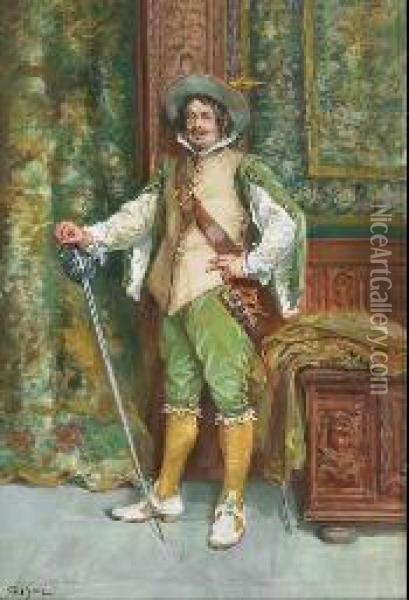 A Proud Musketeer Oil Painting - Francois Adolphe Grison