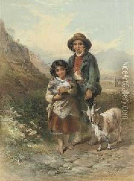The Pets Oil Painting - Henry Parsons Riviere