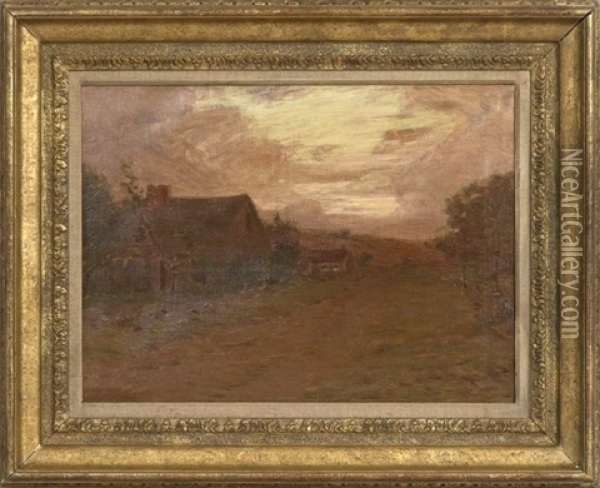 Sunset Landscape With A Country Road Oil Painting - Leonard Ochtman