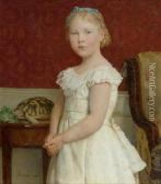 Portrait Of Dora Luthy. 1900. Oil Painting - Albert Anker
