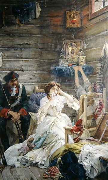 Lady Maria Hamilton Before the Execution, 26th March 1799, 1904 Oil Painting - Pavel Alexandrovich Svedomsky
