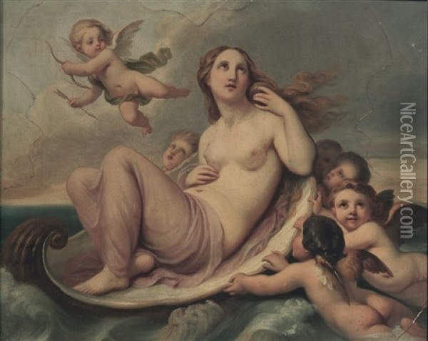 Le Triomphe De Venus Oil Painting - Theophile August Vauchelet