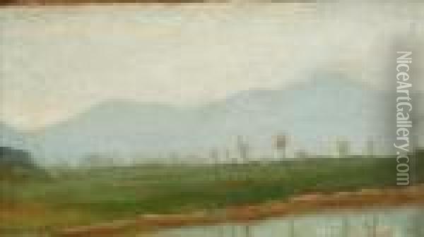 Amountainous River Landscape Oil Painting - Guglielmo Ciardi