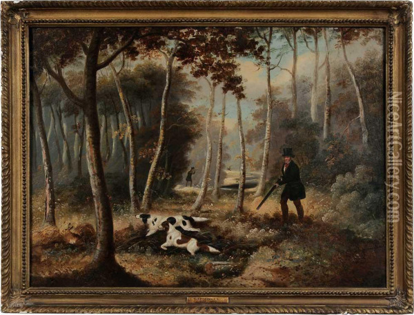Hunting Scene, Settlers Flushing Out A Hare Oil Painting - Samuel John Egbert Jones