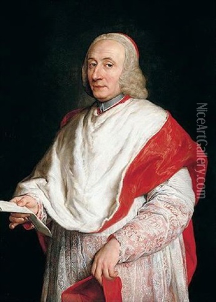 Portrait Of A Cardinal Holding A Letter In His Right Hand And His Biretta In The Left Hand Oil Painting - Pompeo Girolamo Batoni