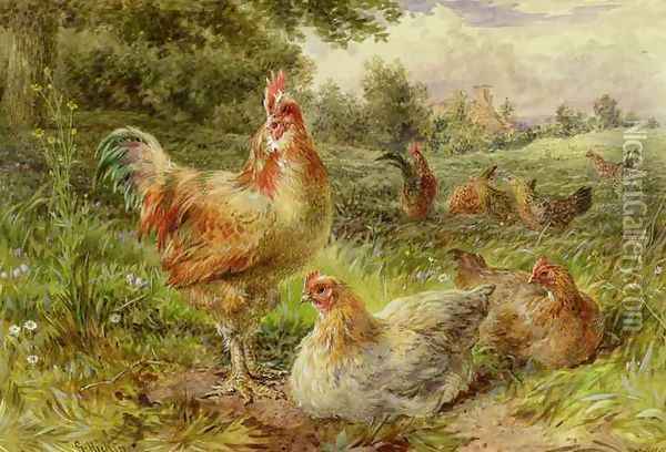 Cochin China Fowls Oil Painting - George Hickin