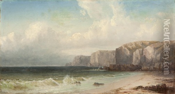 Rocky Cliffs Coastal Oil Painting - William Trost Richards