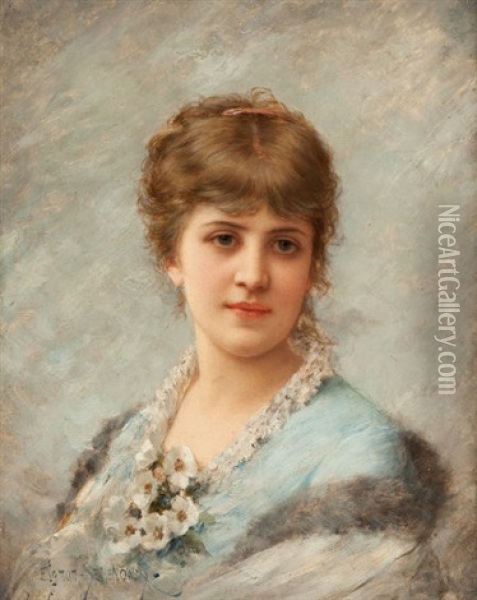 Portrait Of A Lady Oil Painting - Emile Eisman-Semenowsky