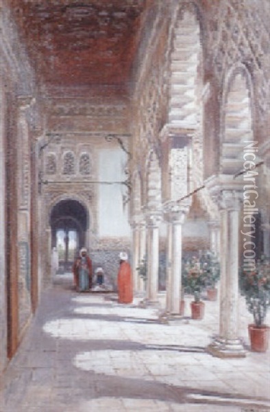Gardes Dans Un Palais Maure Oil Painting - Frans Wilhelm Odelmark