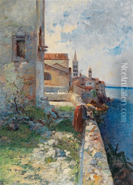 On The Istrian Coast Oil Painting - Leontine (Lea) von Littrow