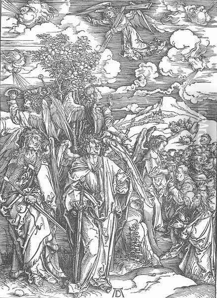 The Revelation of St John 6. Four Angels Staying the Winds and Signing the Chosen Oil Painting - Albrecht Durer