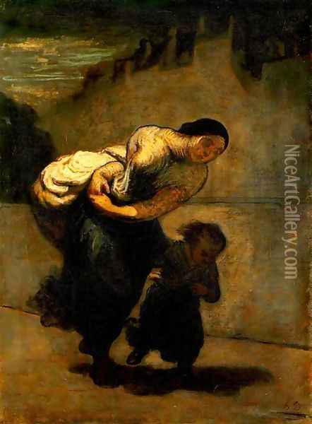 Burden Oil Painting - Honore Daumier