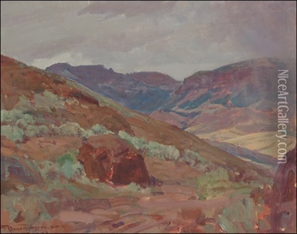 Wyoming Landscape Over Canyon Creek Oil Painting - Frank Tenney Johnson