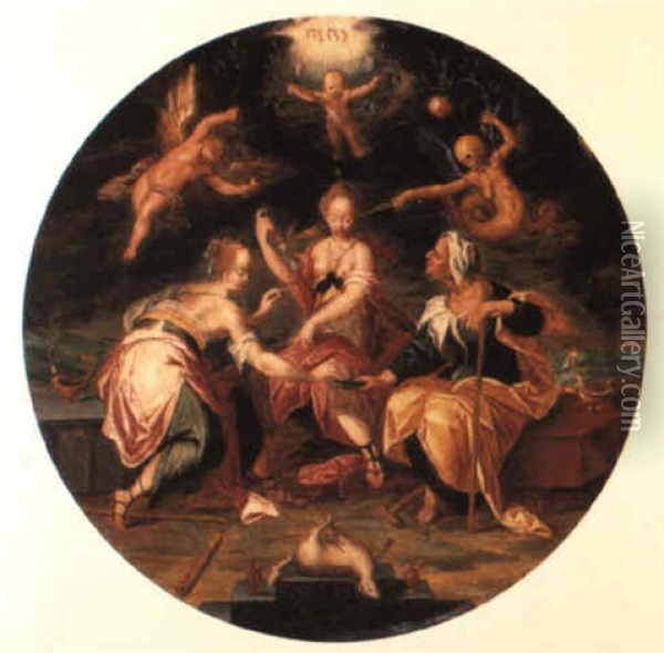 The Three Fates Oil Painting - Hans Von Aachen