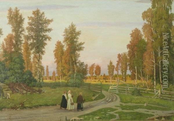 Walking Home Oil Painting - Mikhail Markianovich Germanshev