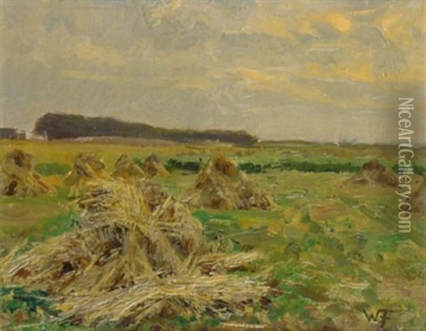 Heugarben Auf Dem Felde Bei Aufziehendem Regen Oil Painting - Wilhelm Fritzel