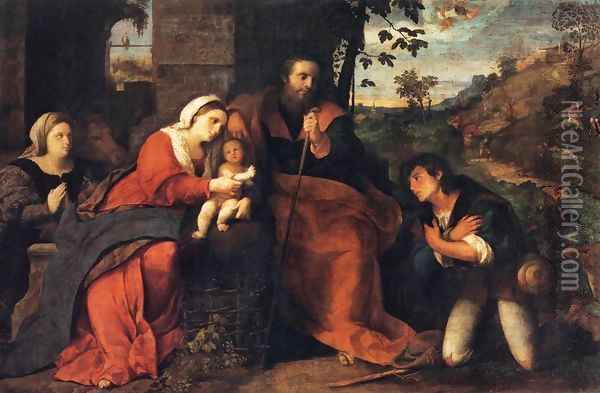 Adoration of the Shepherds with a Doonor Oil Painting - Palma Vecchio (Jacopo Negretti)