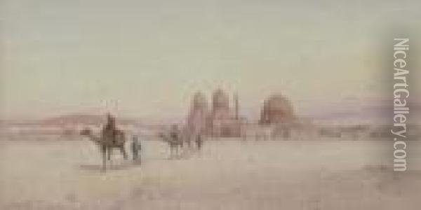 Dusk, The Tombs Of The Mameluks, Cairo Oil Painting - Spyridon Scarvelli