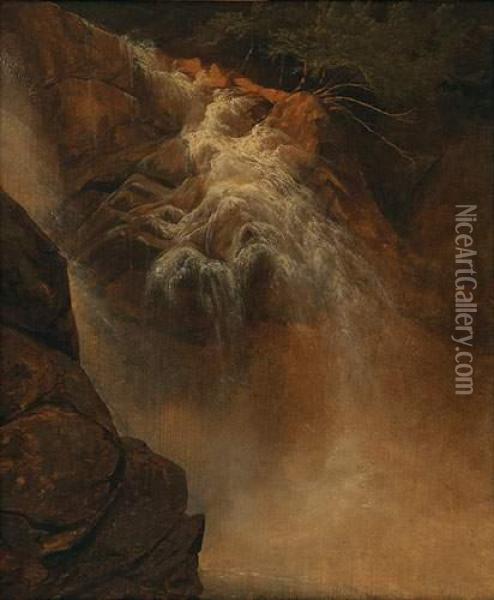 La Cascade Oil Painting - Alexandre Calame