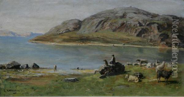 Vallgosse Och Far Oil Painting - Olof Hermelin
