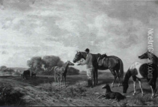 The Foal Oil Painting - Emil Adam