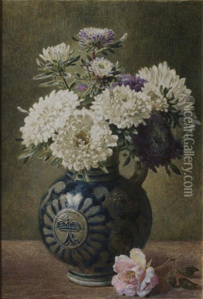 Asters In A Vase Oil Painting - Helen Cordelia Coleman Angell