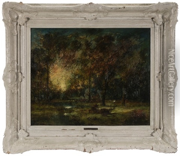 Sunset In A Woodland Clearing Oil Painting - Hudson Mindell Kitchell