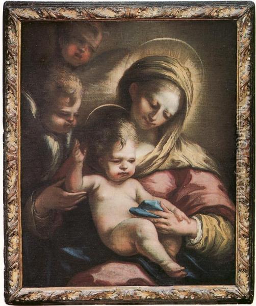 Madonna Col Bambino E Cherubini Oil Painting - Alessandro Gherardini