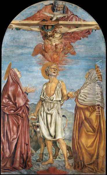 The Holy Trinity St Jerome And Two Saints 1453 Oil Painting - Andrea Del Castagno