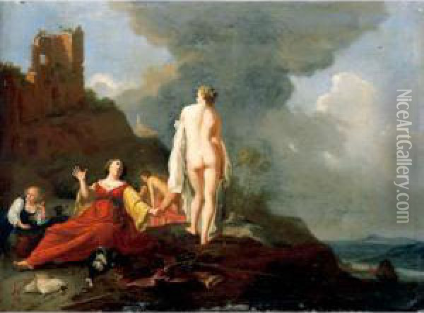 Landscape With Diana And Her Nymphs Resting From The Hunt Oil Painting - Bartholomeus Breenbergh