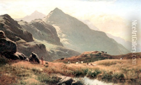 Snowdon From Llanberris Pass Oil Painting - Sidney Richard Percy