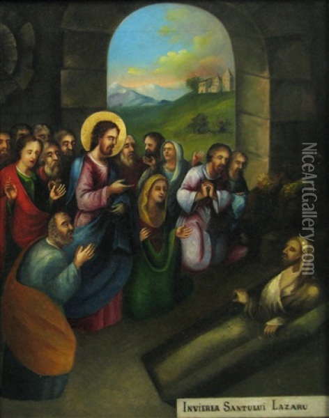 St.lazarus'resurrection Oil Painting - Nicolae Popescu