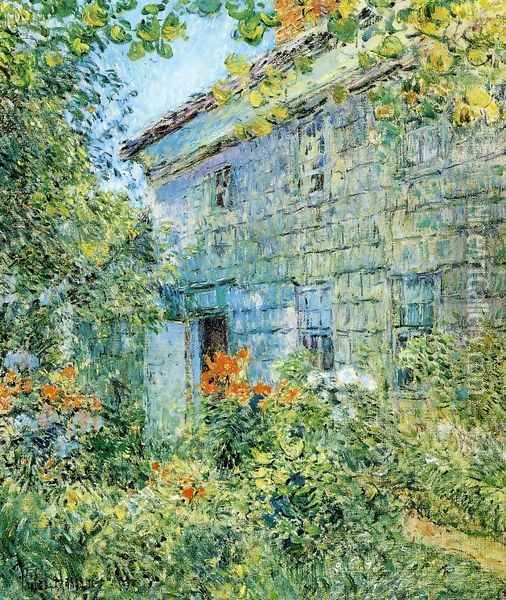Old House and Garden, East Hampton Oil Painting - Childe Hassam