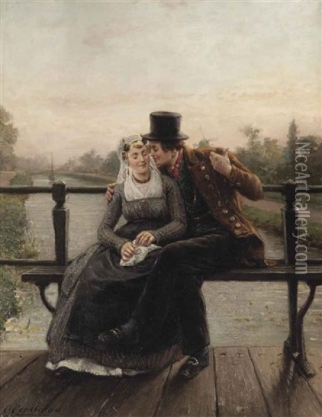 A Romantic Proposal Oil Painting - Otto Eerelman