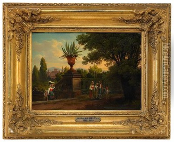 Vue Fran Villa Conti Vid Rom Oil Painting - Gustaf Wilhelm Palm