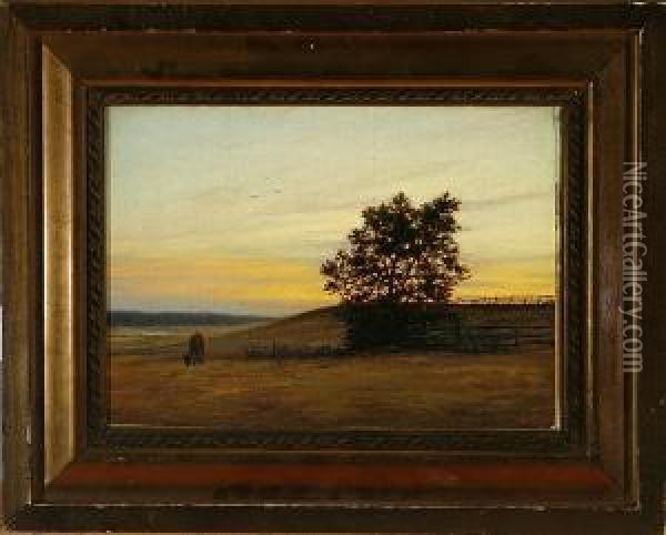 Evening In Northern Zealand, Denmark Oil Painting - Adolf Larsen