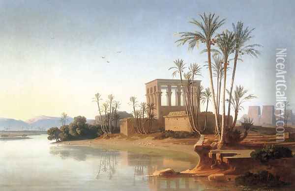 The Ruins at Philae, Egypt Oil Painting - Johann Jakob Frey