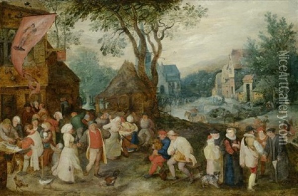 Weite Dorflandschaft Mit St. Georgs-kirmes Oil Painting - Pieter Brueghel the Younger
