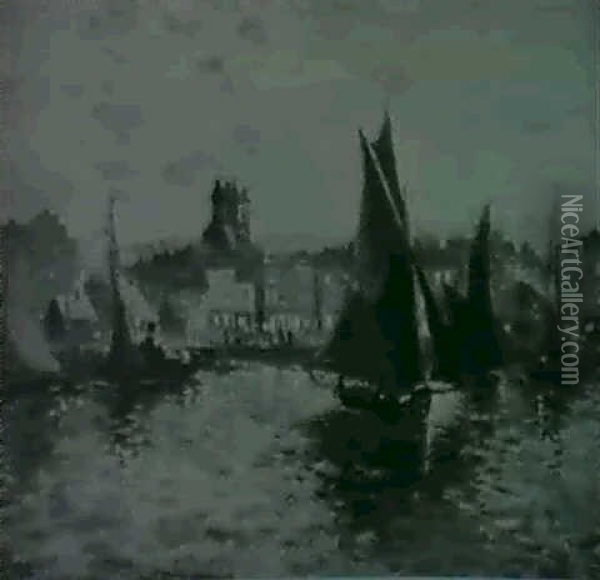 Voiliers Dans Le Port De Dieppe Oil Painting - Alphonse Rey