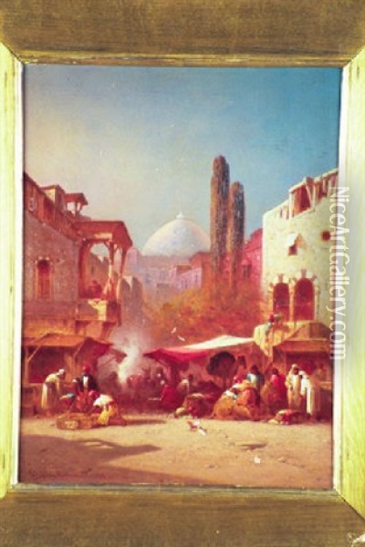 Arab Marketplace Oil Painting - George Washington Nicholson