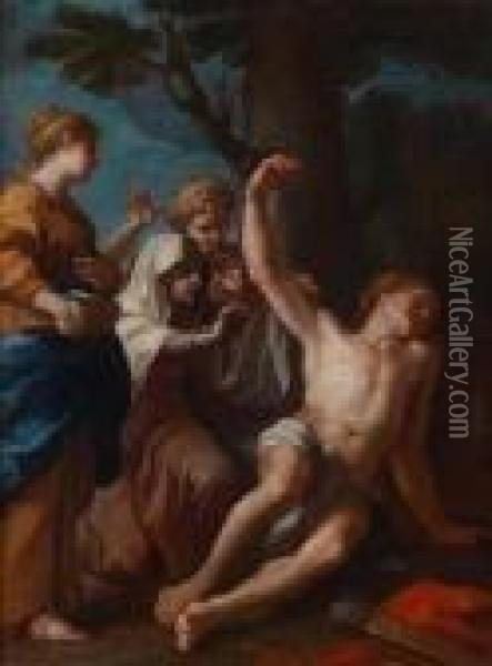 Der Hl.sebastian Wird Von Den Frauen Gepflegt Oil Painting - Guercino